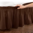 thumbnail image 2 of Collections Etc Wrap Around Bed Skirt, Easy Fit Elastic Dust Ruffle, Brown, Twin/Full, 2 of 4