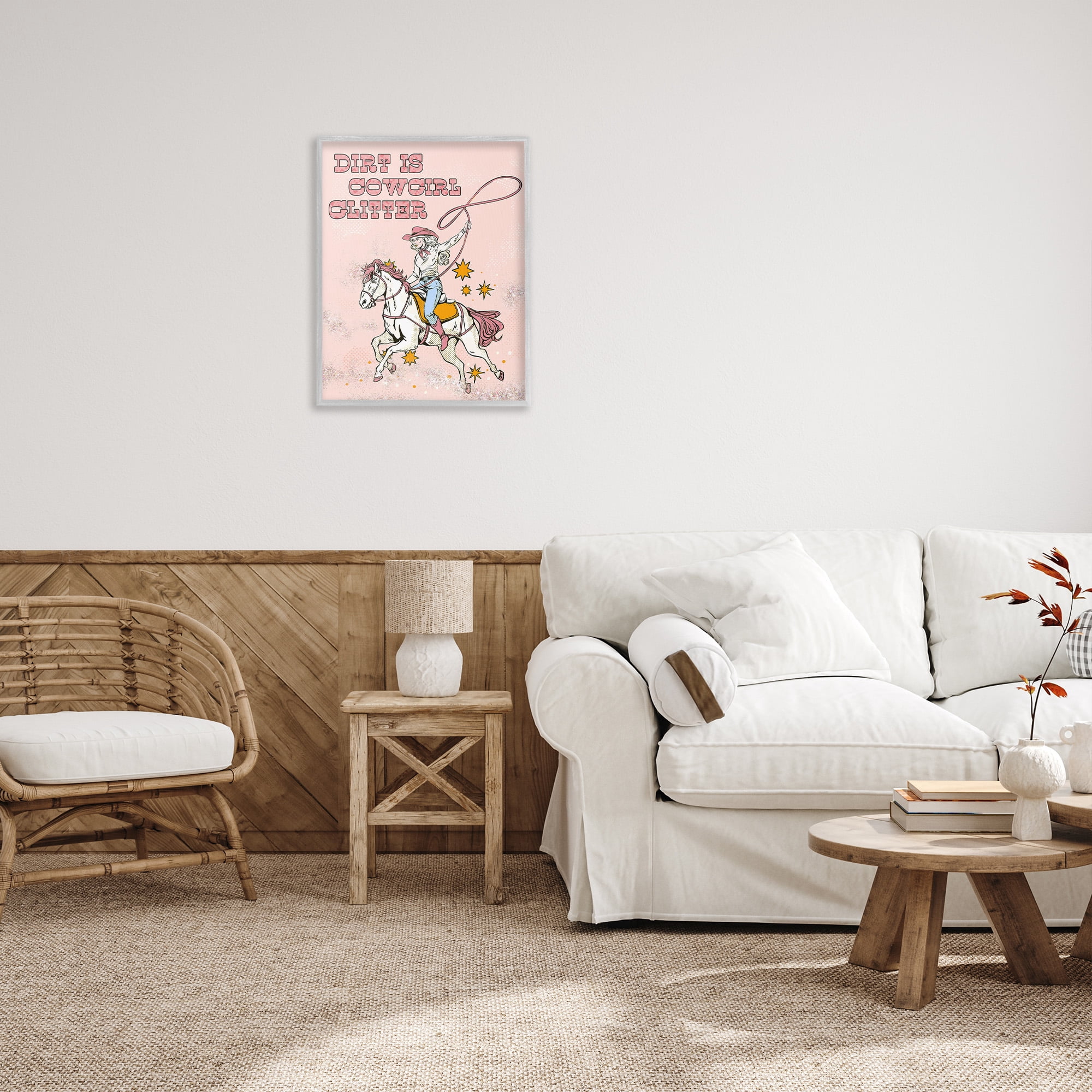 Stupell Industries Dirt Is Cowgirl Glitter Animals & Insects Painting Gray Framed Art Print Wall Art, 24 x 30
