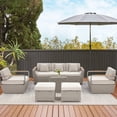 thumbnail image 2 of Homrest 6-Piece Rattan Outdoor Sectional Sofa Set with Coffee Table and Ottoman, Light Gray, 2 of 9
