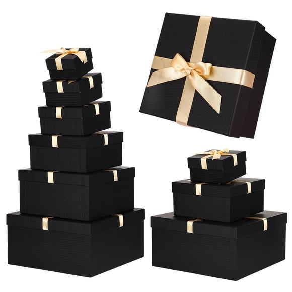 Cajas de regalo Nesting Chivertion, paquete de 6 con cinta de tapa, 6 tamaños