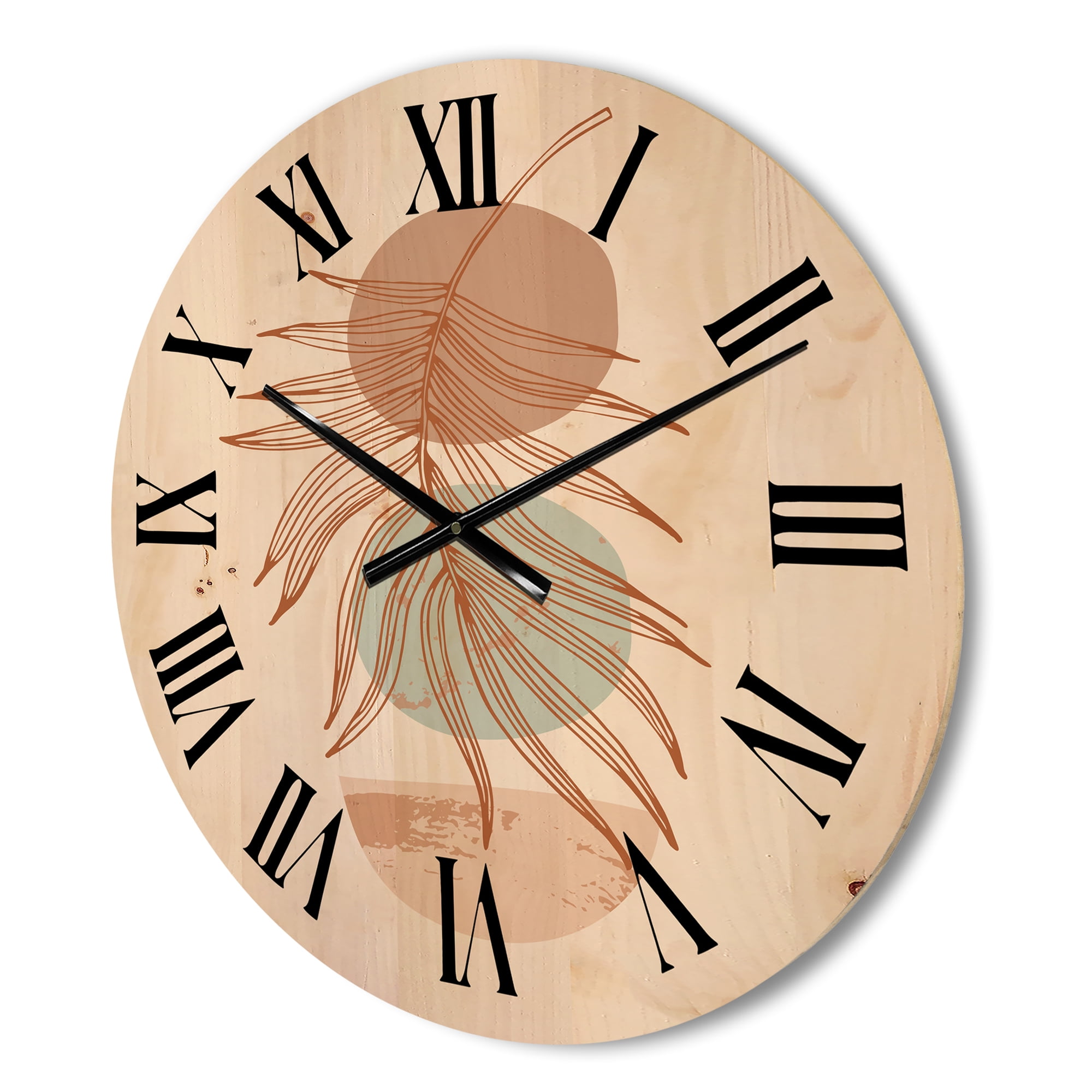 Designart 'Sun and Moon Shapes In Retro Terracotta Tones II' Modern Wood Wall Clock