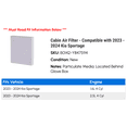 thumbnail image 2 of Cabin Air Filter - Compatible with 2023 - 2024 Kia Sportage, 2 of 2