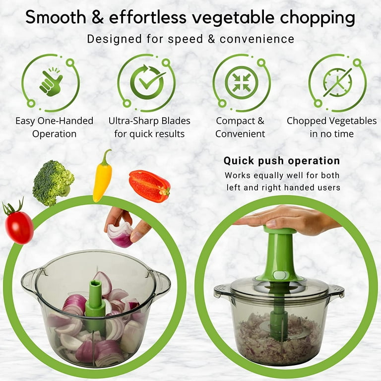 Brieftons Express Food Chopper: Large 8.5-Cup, Quick & Powerful Manual Hand  Held Chopper to Chop & Cut Fruits, Vegetables, Herbs, Onions for Salsa