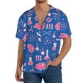 thumbnail image 7 of Lsque Science Experiment print Men's Cuban Collar Short Sleeve Shirt Summer Beachwear Casual Button Down Fashionable Vacation Leisure Shirt-Medium, 7 of 7
