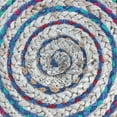 thumbnail image 3 of Simpli Home Margo 20 inch Wide Boho Round Pouf in Blue Handwoven Jute and Cotton, 3 of 9
