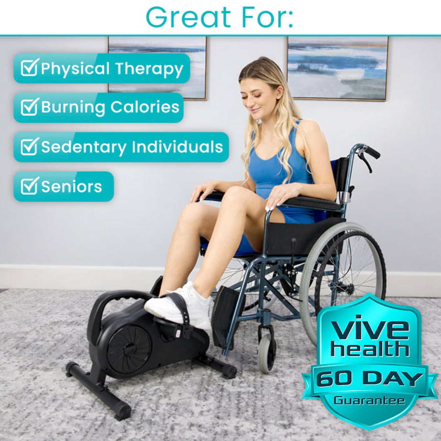 Vive Under Desk Bike Pedal Exerciser – Magnetic Desk Cycle for Arm & Leg Exercise, Portable Seated Stationary Bike for Home & Office
