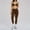 Brown, variant on PISONIC Workout Sets for Women 2 Piece Yoga Outfits Twist Front Halter Sports Bras High Waisted Crossover Leggings Exercise Gym Sets