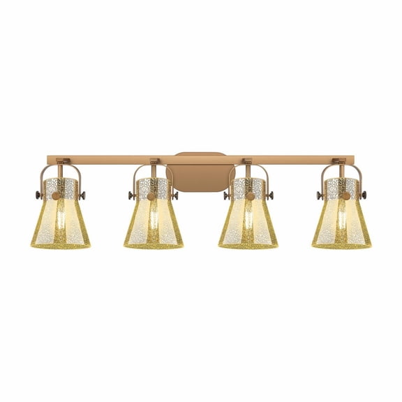 423-4W-BB-G411-6ME Innovations Lighting Pilaster II Cone - 4 Light Bath Vanity-10.13 Inch Tall and 36.5 Inch Wide-Brushed Brass Finish-Mercury Glass