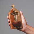 thumbnail image 4 of Fuente de Agua Bendita de Intercesión en Madera Maciza de Nogal, 4 of 7