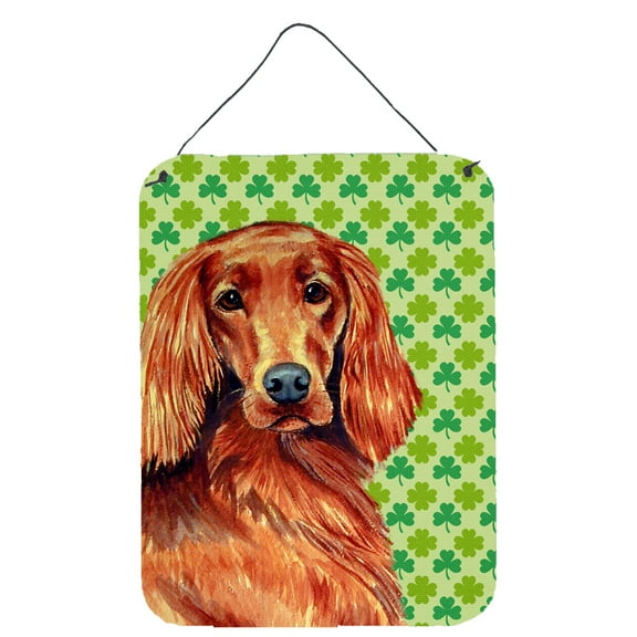 Irish Setter St. Patricks Day Shamrock Portrait Wall or Door Hanging Prints