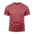 thumbnail image 4 of Ceisia Men's Contrast Stitch Crew Neck Short Sleeve T-Shirt Multi-Color Pack Red XL Gifts for Father, 4 of 8