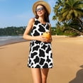 thumbnail image 3 of Fotbe Cow Print Black White Vestido de Verano sin Mangas para Mujer – Vestido Midi Línea A, Estilo Camiseta Floral, Vestido Playero Casual y Fluido, 3 of 7