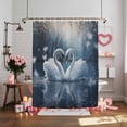thumbnail image 4 of Valentine's Day Shower Curtain Love Heart Swans Lake Bathroom Curtains with Hooks, Waterproof Fabric Winter White Feather Bath Shower Curtains Set for Bathroom Bathtubs Valentines Decor 72x72 Inch, 4 of 9