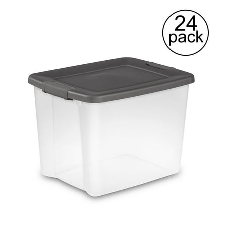 Sterilite 50-Quart Storage Clear Base Stackable Latching Shelf Tote (24 Pack)