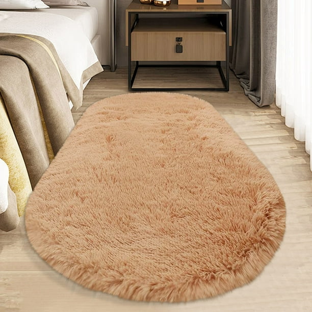 Xihbxyly Alfombra Ovalada, Manta de Seda Suave para Dormitorio, Fácil de Lavar, Antideslizante y de Seguridad, Ideal para Decorar El Pasillo.