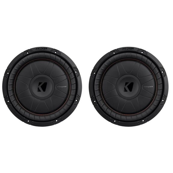 Kicker 52CVT12 CompVT 12-Inch (300mm) Subwoofer, 2-Ohm Bundle