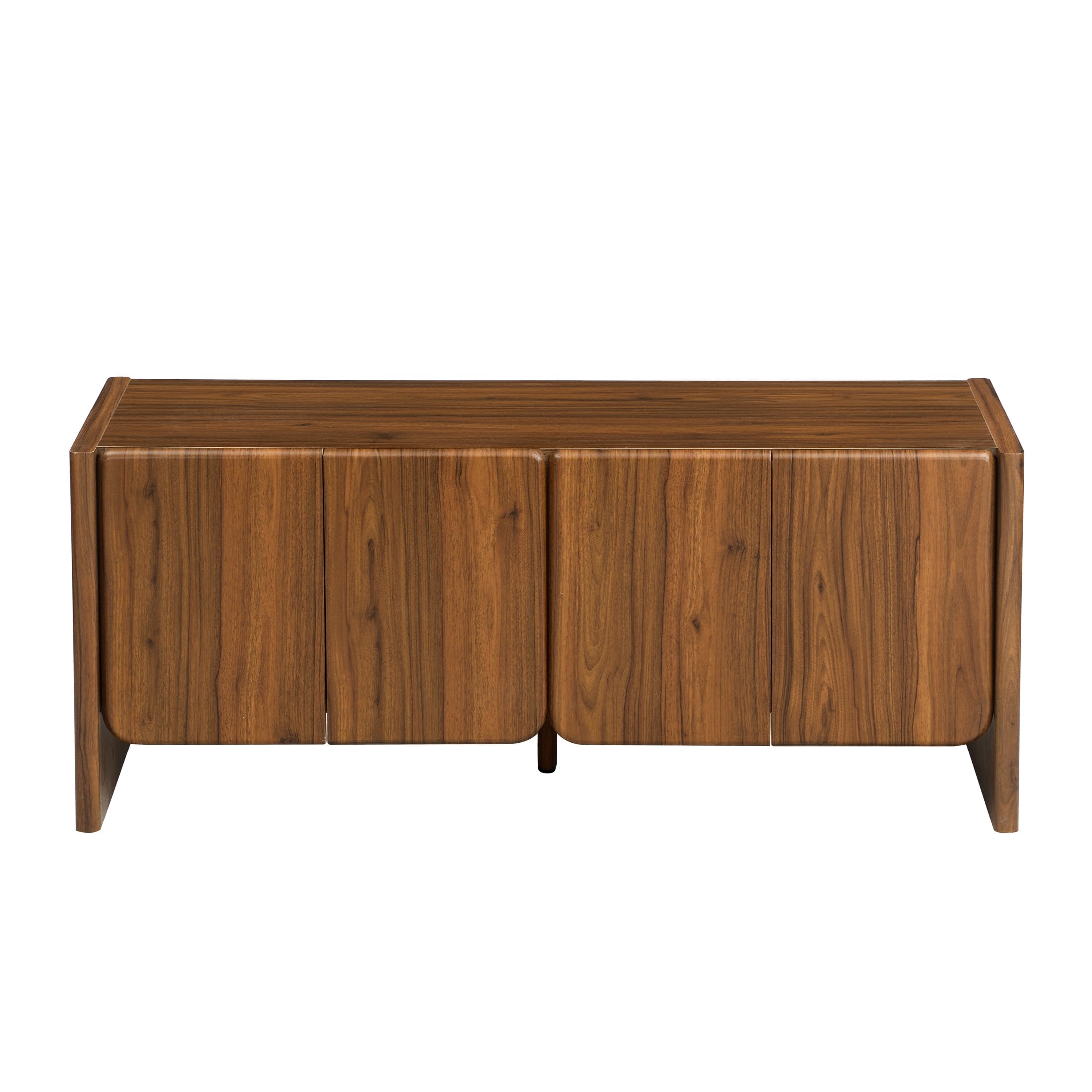 Christopher Knight Home 60" Mid-Century Modern Credenza, 4-Door Arc Curved Sideboard, Walnut