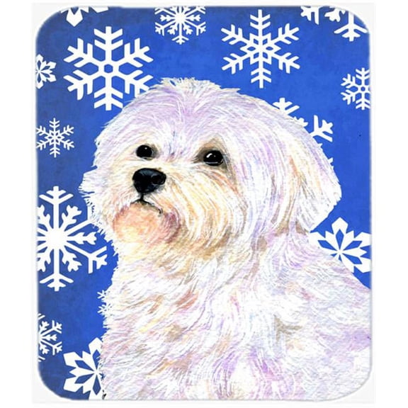Maltese Winter Snowflakes Holiday Mouse Pad, Hot Pad Or Trivet