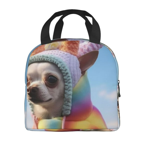 Portable Lunch Bag Insulated Chihuahua Unicorn Costume Lunch Box Reusable Tote Bag Unisex For Work, Travel, Picnic, Office, Camping, Hiking, Picnic, Beach