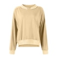 thumbnail image 3 of VBARHMQRT Plain Hoodies Winter Women's Round Neck Short Solid Color Hoodie, 3 of 5