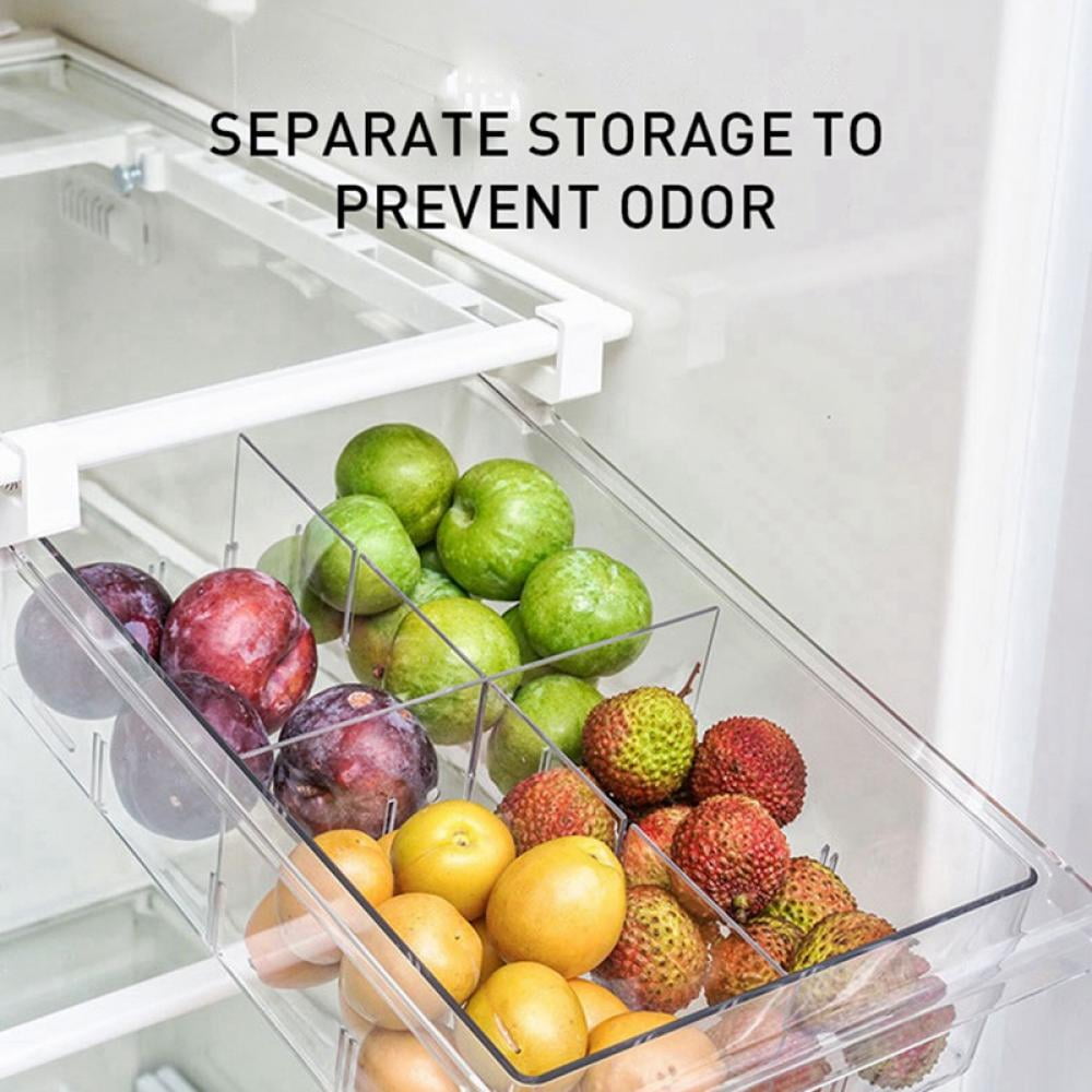 2piece Fridge Organizer, Mini Refrigerator Storage Box, Pull Out  Refrigerator Drawer Organizer Bins, Fit for Fridge Shelf Under 