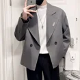 thumbnail image 2 of Blazer chino de lino con doble botonadura para hombre, chaqueta de traje, abrigo, diseñador de lujo, original, ropa vintage sencilla de verano, informal, 2 of 4