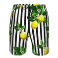 thumbnail image 4 of Kll Lemons On Striped Men'S Casual Summer Beach Shorts Hawaiian Shorts With Pockets-Small, 4 of 9
