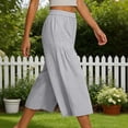 thumbnail image 7 of BLCHUNen Wide Leg Pants Woman Capris Ruched Elastic Waisted Summer Breathable Travel Loose Casual Crop Pants with Pockets, 7 of 7