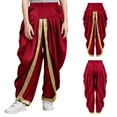 thumbnail image 4 of Aislor Boys Satin Pants Hippie Dance Harem Trousers for Halloween Carnival Party Balls Burgundy 10, 4 of 7
