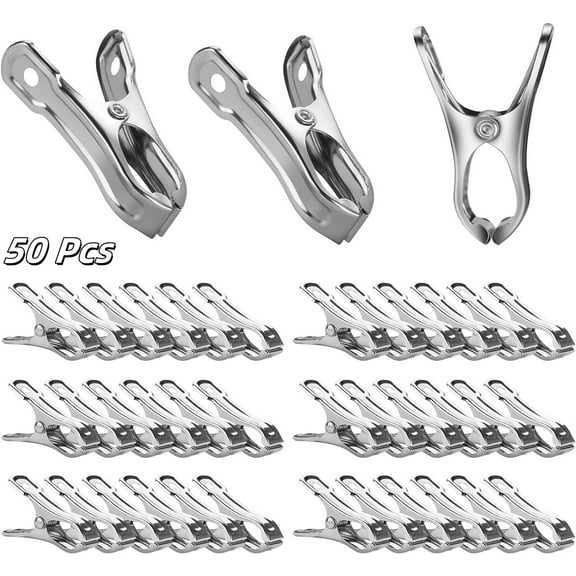 Greenhouse Clips, GIXUSIL Stainless Steel Clamps for Garden Netting, Have a Strong Grip to Hold Down The Shade Cloth or Plant Cover on Garden Hoops or Greenhouse Hoops, 50 Pcs