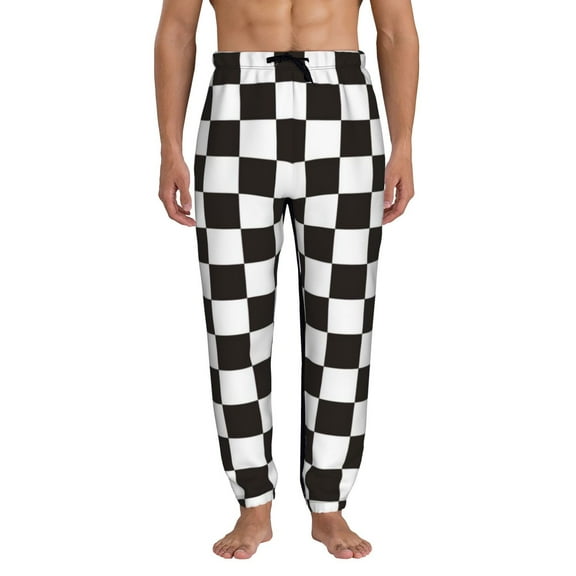 Kdxio Black and White Checkerboard Pattern Joggers,Sweatpants for Men with Pockets-Small