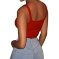 thumbnail image 4 of Women's Solid Color Casual Sportswear Yoga Tops Short Sleeve Tops Blouse womens tops clearance under $5, 4 of 6