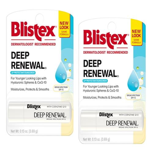 Blistex Deep Renewal Lip Protectant Sunscreen Balm, 0.13 Ounces (3.69G) (Value Pack Of 2) Package May Vary