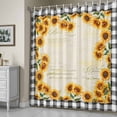thumbnail image 5 of Summer Sunflowers Shower Curtain, Farmhouses Retro Black Plaid Waterproof Shower Curtain Set with 12 Hooks Lightweight Bath Curtains Fabric Bathroom Decor 60x72 Inches, 5 of 9