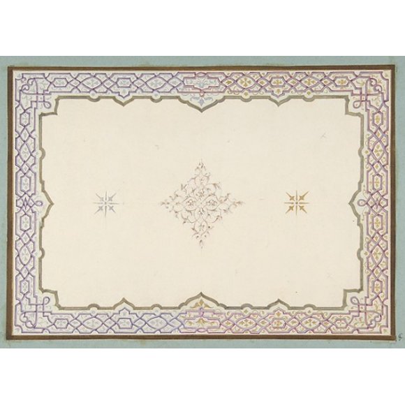 Design for the decoration of a ceiling with a border of strapwork and a central filagree medallion Poster Print by Jules-Edmond-Charles Lachaise (French, died 1897) (18 x 24)
