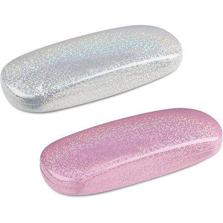Pink Glass Case SHAR 2 Pack Pink and White Glitter Hard Shell Glasses Case, Dazzling ...