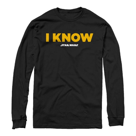 Men's Star Wars Han Solo I Know  Long Sleeve Shirt Black Large