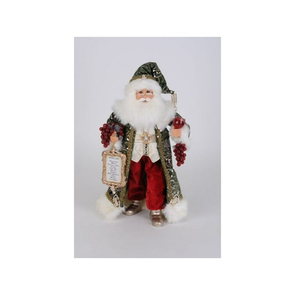 Karen Didion Sparkling Green Wine Santa Figurine, 17 Inches