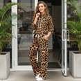 thumbnail image 3 of Yuyamidu Leopard Print Women's Tracksuits Matching Sweatsuit Loungewear Lounge Sets 2 Piece Outfits Spring Fall Winter Drawstring Pullover Sweatshirt Wide Leg Sweatpants Tops Bottoms Set L, 3 of 7
