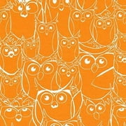 Fabri-Quilt Owls Outlines Orange 100% Cotton Fabric sold by the yard