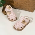 thumbnail image 4 of Meckior Toddler Girls Sandals PU leather Hollow Out Striped Patchwork Shoes for Little Kids, 4 of 7