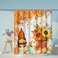 thumbnail image 4 of Autumn Pumpkin Leaves 4PC Shower Curtain Set with Rugs Fall Sunflower Tree Bathroom Curtains Shower with Non-Slip Rug Toilet Lid Cover Bath Mat and 12 Hooks 72x72 inches, 4 of 7