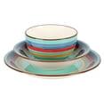 thumbnail image 6 of Gibson Home Rainbow Party 12 Piece Hand-Painted Multi-Color Stoneware Dinnerware Dish Set  - Green, 6 of 6