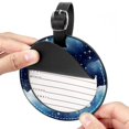 thumbnail image 2 of Starry Polar Bear Set of 2pcs PU Leather Round Suitcase Tags with Privacy Cover and Name ID Tag - Ideal for Travel Luggage, Handbags, Backpacks, School Bags, 2 of 6