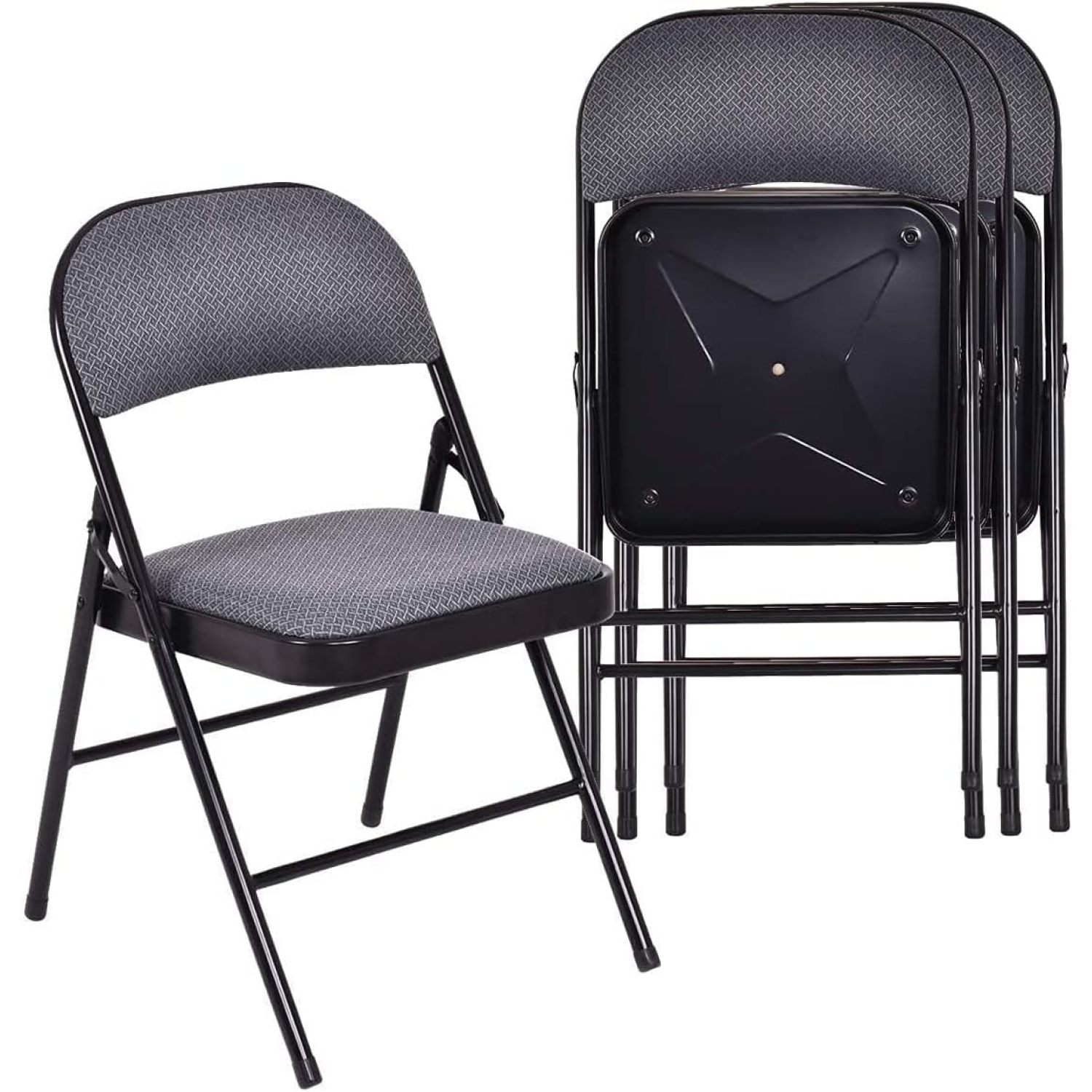 Moccha 4 Pack Folding Chairs, Stackable Fabric Chair with Metal Frame