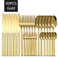 thumbnail image 6 of Gold Silverware Set 30 Piece Mirror Polished Flatware Set Spoons and Forks Knives Stainless Steel Kitchen Utensil Accessories Service for 6, 6 of 6