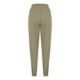 thumbnail image 6 of ATENAR Linen Pants Women,Straight Leg Pants Women,Loose Drawstring,Breathable,Solid,Khaki,S(US:4), 6 of 6