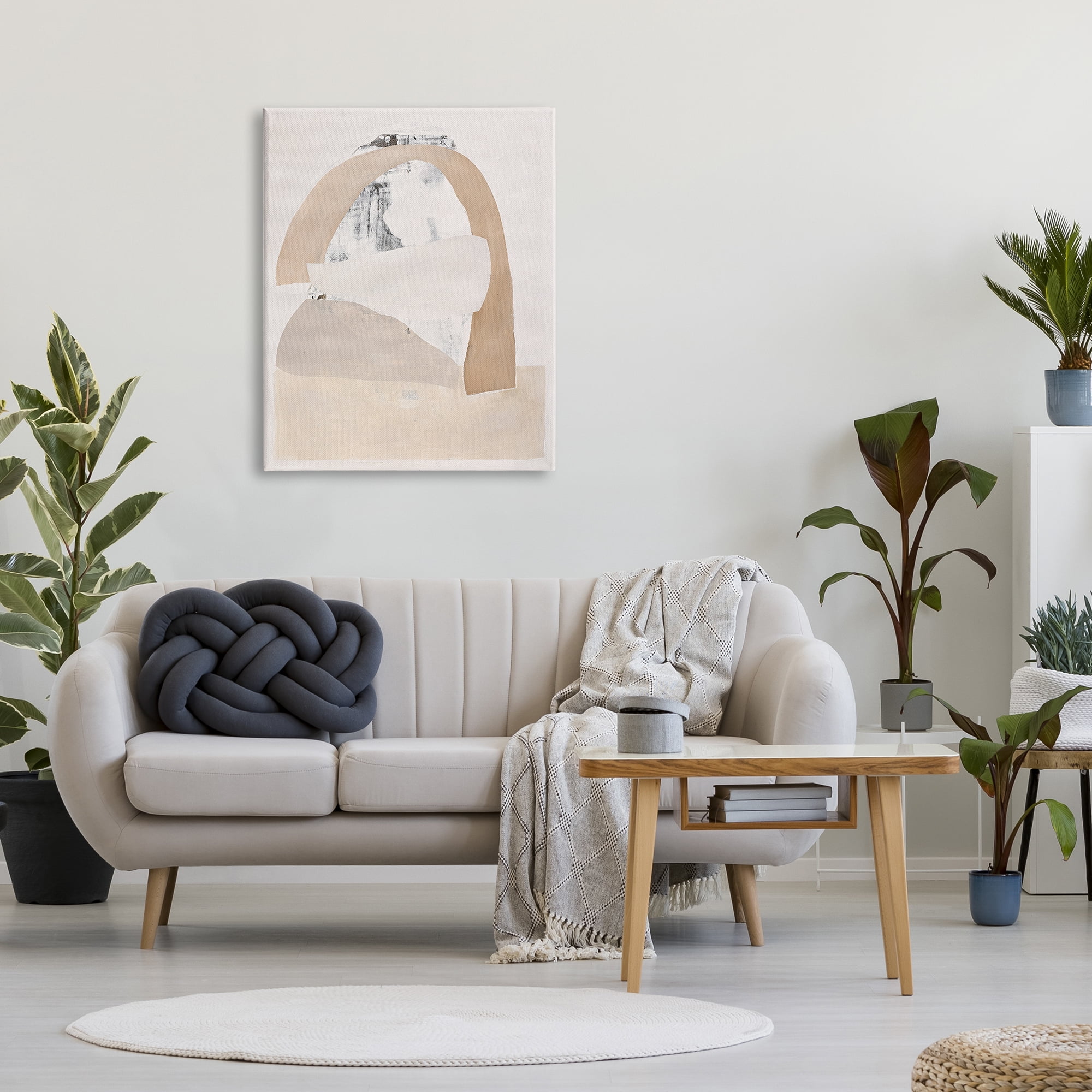 Stupell Industries Simple Beige Abstract Abstract Painting Gallery Wrapped Canvas Art Print Wall Art, 30 x 40
