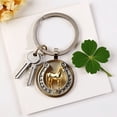 thumbnail image 4 of SmartBy Retro Horse Keychain Horseshoe And Horse Pendant with Keyring Golden Horse Lucky Keychain Gift for Men Women Horse Lovers, 4 of 6