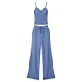 thumbnail image 5 of Yteetum Two Piece Pajamas Sets for Women Summer Sleeveless Spaghetti Strap Lace Trim Camisole Tops Pants Lounge Set Casual Solid Loose Comfy Sleepwear Pjs Matching Outfits, 5 of 6